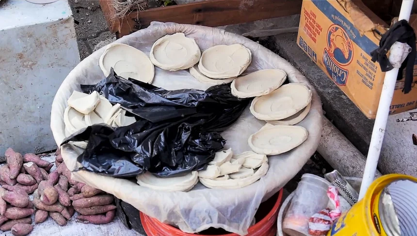 Dirt cakes, aka bon bon te, at a market in Haiti