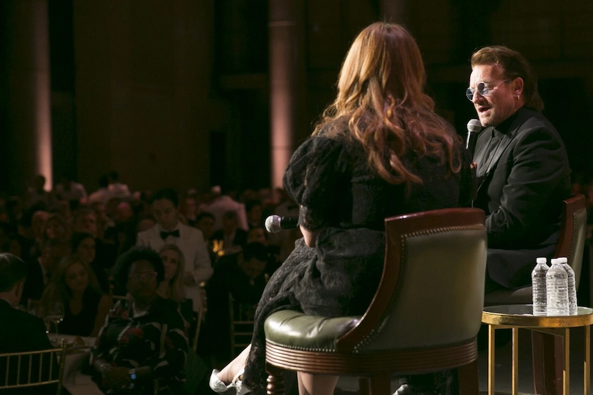 Activist and musician Bono at a Concern fundraising event in New York.