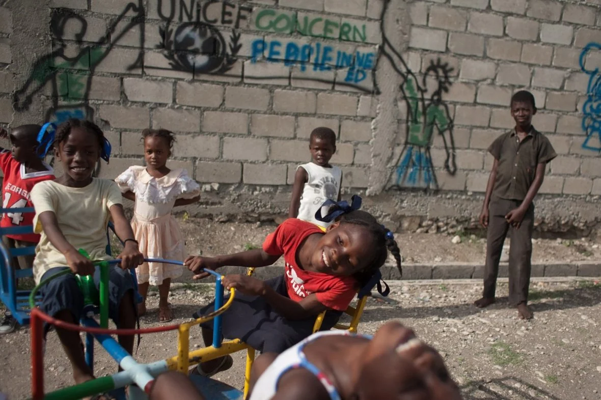 Children playing outside.