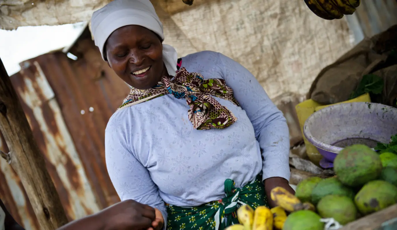 Felicitas Wairimu in her grocery stall.