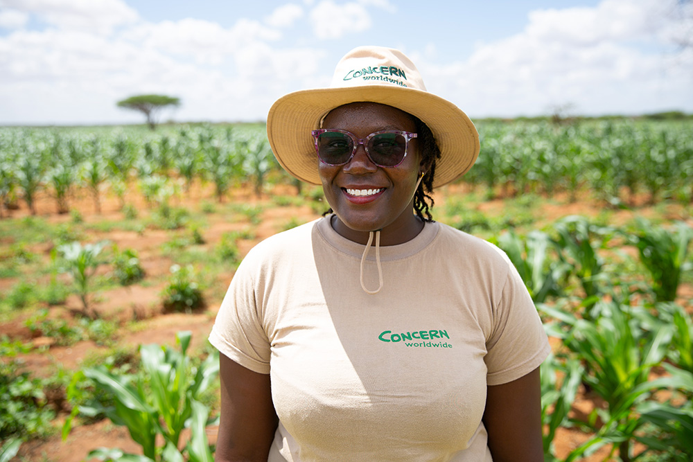 aa member of Concern Worldwide staff in a field in Kenya