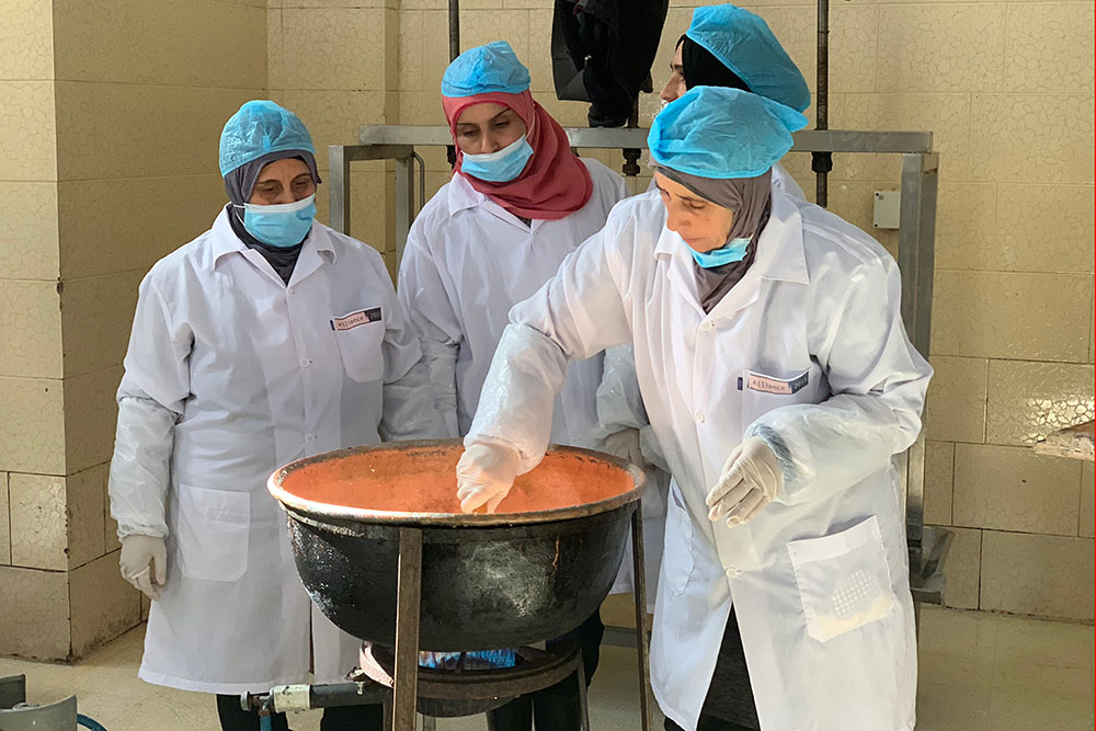 Women in Lebanon making cheese