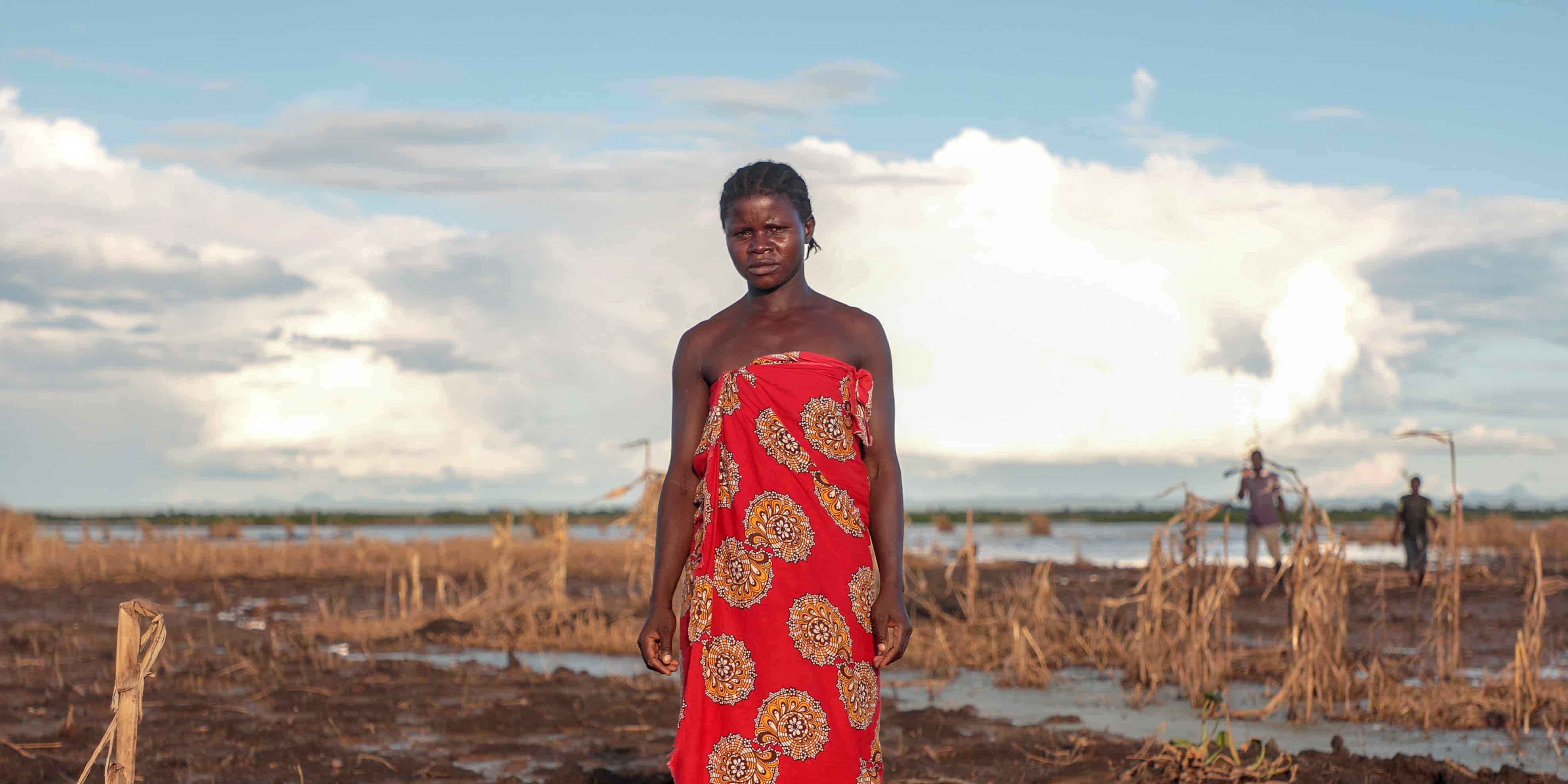 Farmer Malita (25) inspects whats left of her field