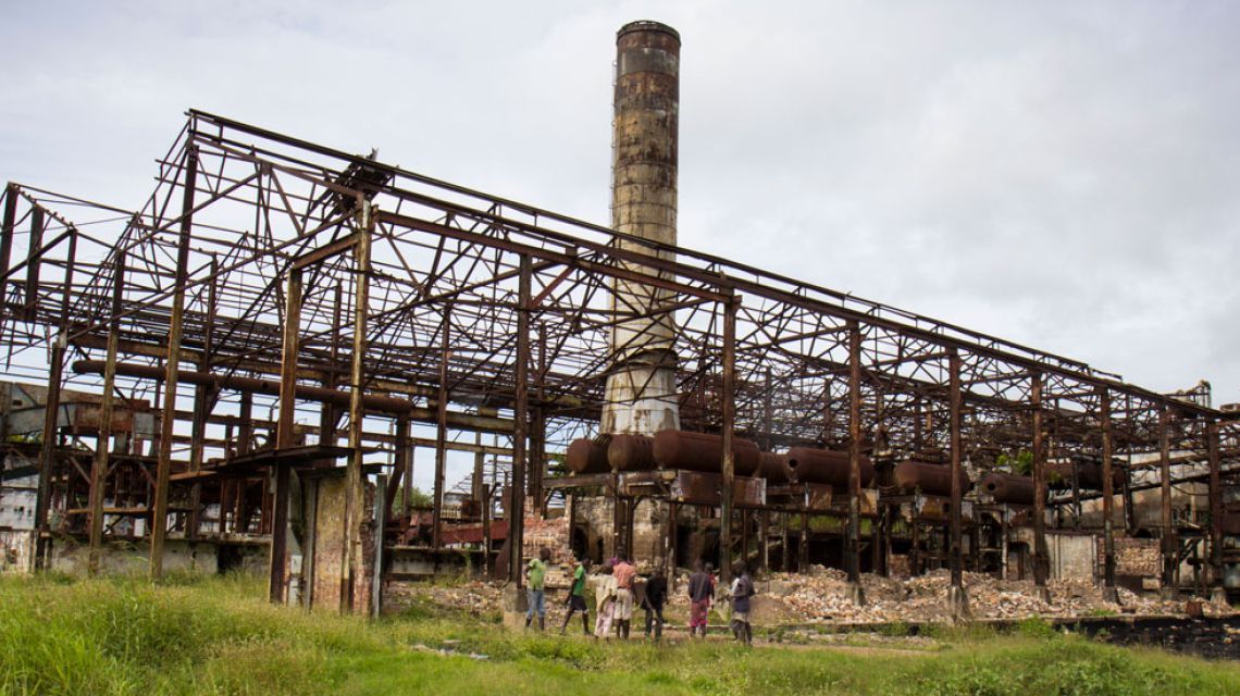 The remains of a former sugar production factory approximately two hours by boat from Chinde. The city, which is now only accessible by motorbike or boat, used to export sugar. Buildings like this are a legacy of Mozambique’s brutal and prolonged civil war. (Photo: Crystal Wells/Concern Worldwide)