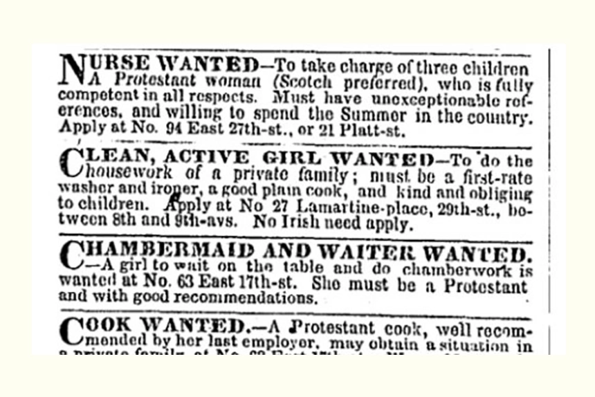 No Irish need apply newspaper ad