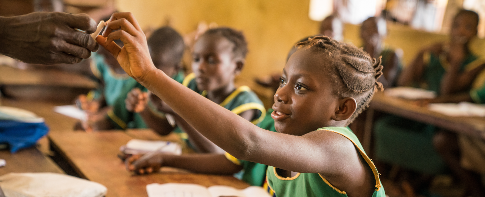 Sally, a young girl in class 3 at Patiful Mayeppuh SDA Primary School, Sierra Leone