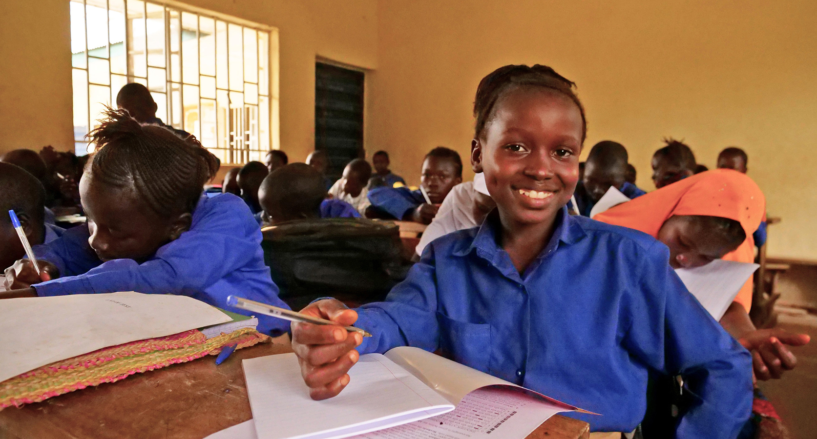 Mariatu Conteh (10) during a Class 6 lesson at the Muslim Brotherhood School in Masakong. (Photo: Conor O'Donovan/Concern Worldwide)