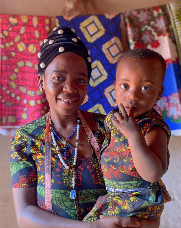 Alexia Mukashyaka (40) at her tailoring shop in Mugombwa, Gisagara. (Photos: Eugene Ikua / Concern Worldwide)