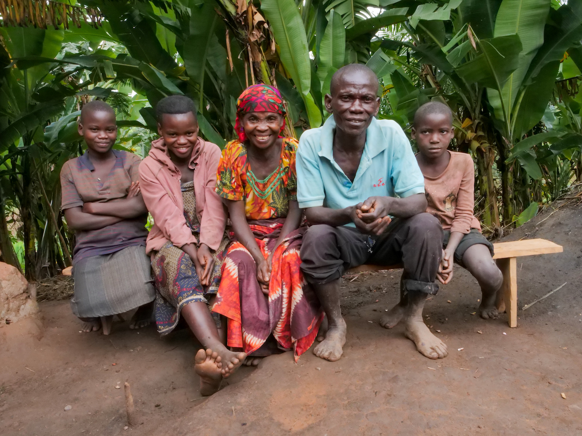 Dionise Nyandwi (48) and Rose Ndabiraha (42) are members of the once marginalised Batwa community. They have seven children – three are adults who have moved away from home, while three of the four children still at home go to school. The family are skilled at making traditional Batwa pots called 'umubere' which they sell. (Photo: Eugene Ikua/Concern Worldwide)