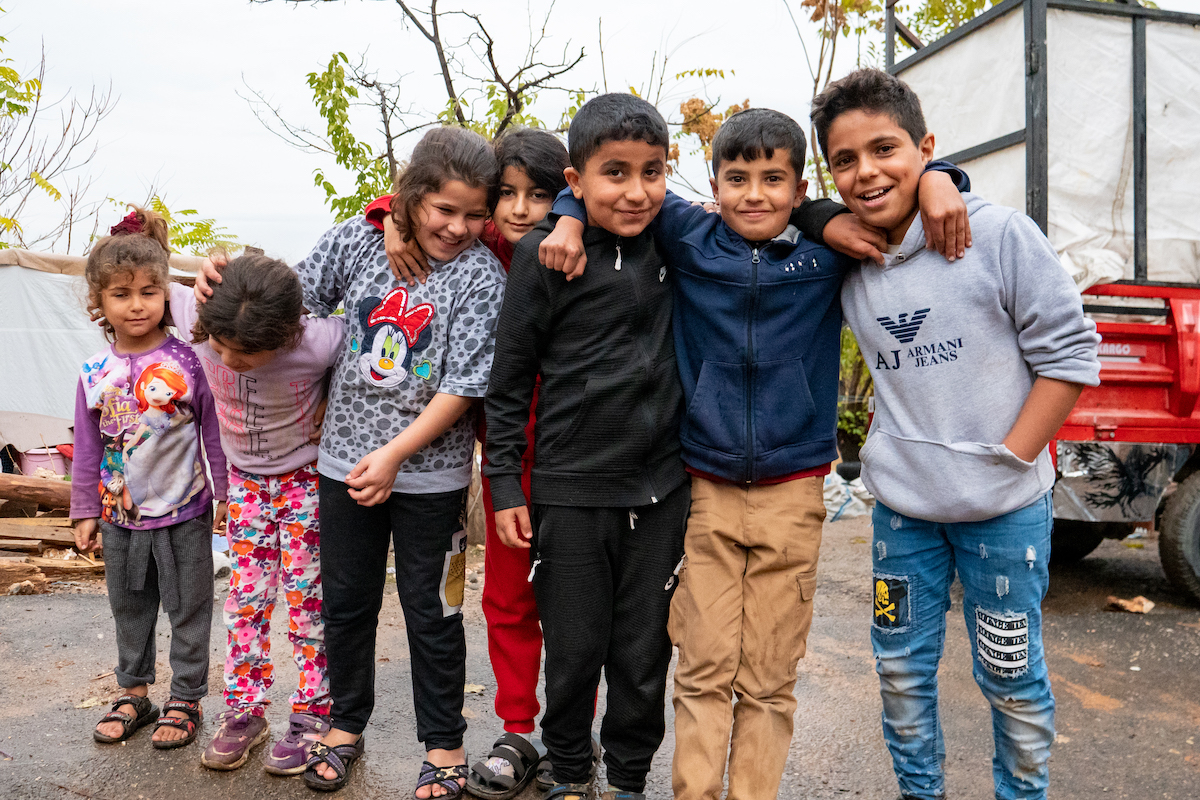 Local children in Malatya. Families here are still suffering the effects of the earthquake one year on. The process of dismantling unsafe buildings and rebuilding continues. Families are forced to live in tents until they can move back indoors. (Photo: Gavin Douglas/Concern Worldwide)