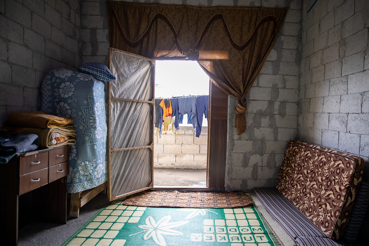 Inside the home of a displaced family in northern Syria.