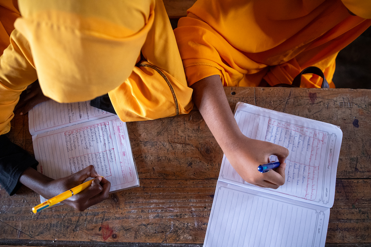 Students using school materials provided by Concern at Wiil Waal School in Mogadishu. (Photo: Mustafa Saeed/Concern Worldwide)