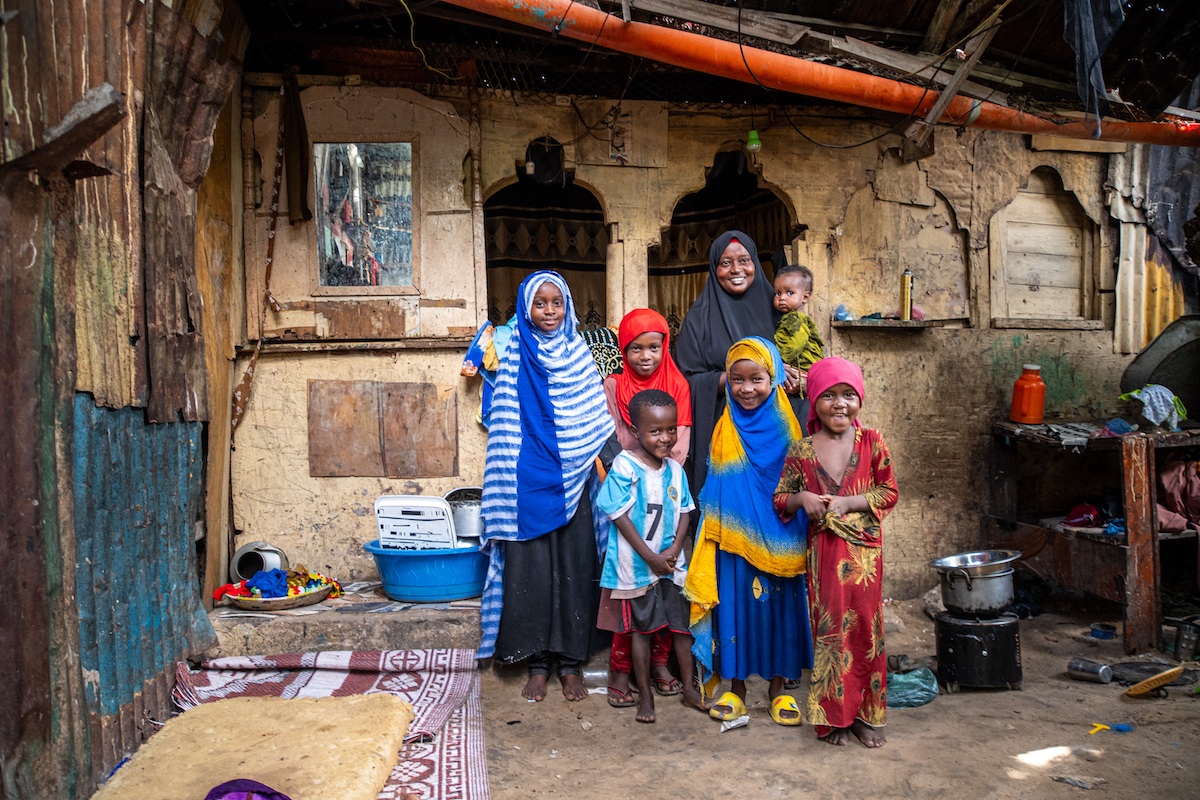 Idil*, a mother of seven children, sells clothes and shoes in Wadajir district. Through a self-help group, she was able to enrol in various training programs for business and household management, including improving how to solve household issues as a couple. The business training taught her how to read and write, as well as how to do math and calculate her earnings (Photo: Mustafa Saeed/Concern Worldwide)