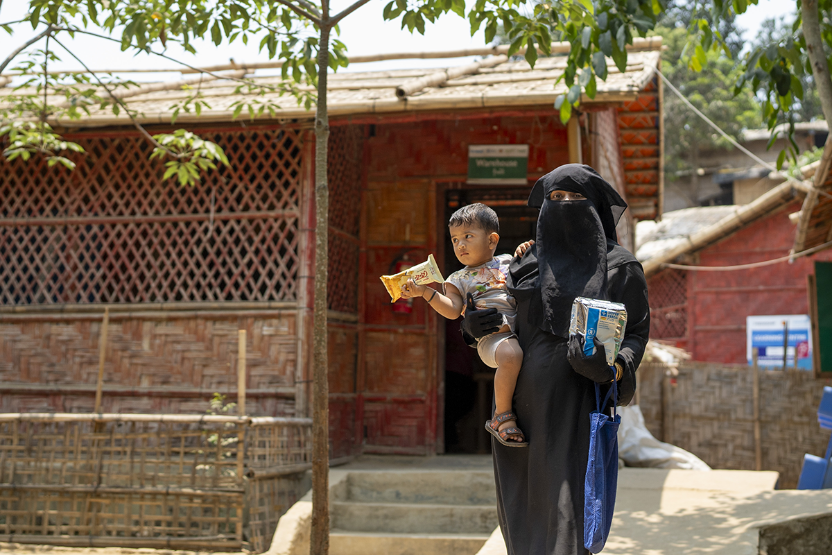 Rohingya refugee Anowara* visits the Concern nutrition center at Camp 19, Ukhiya, Cox's Bazar. Her youngest is Mohammad Rayhan*, who is 17 months and received RUTF for malnutrition at 7 months old. (Photo: Saikat Mojumder/Concern Worldwide)