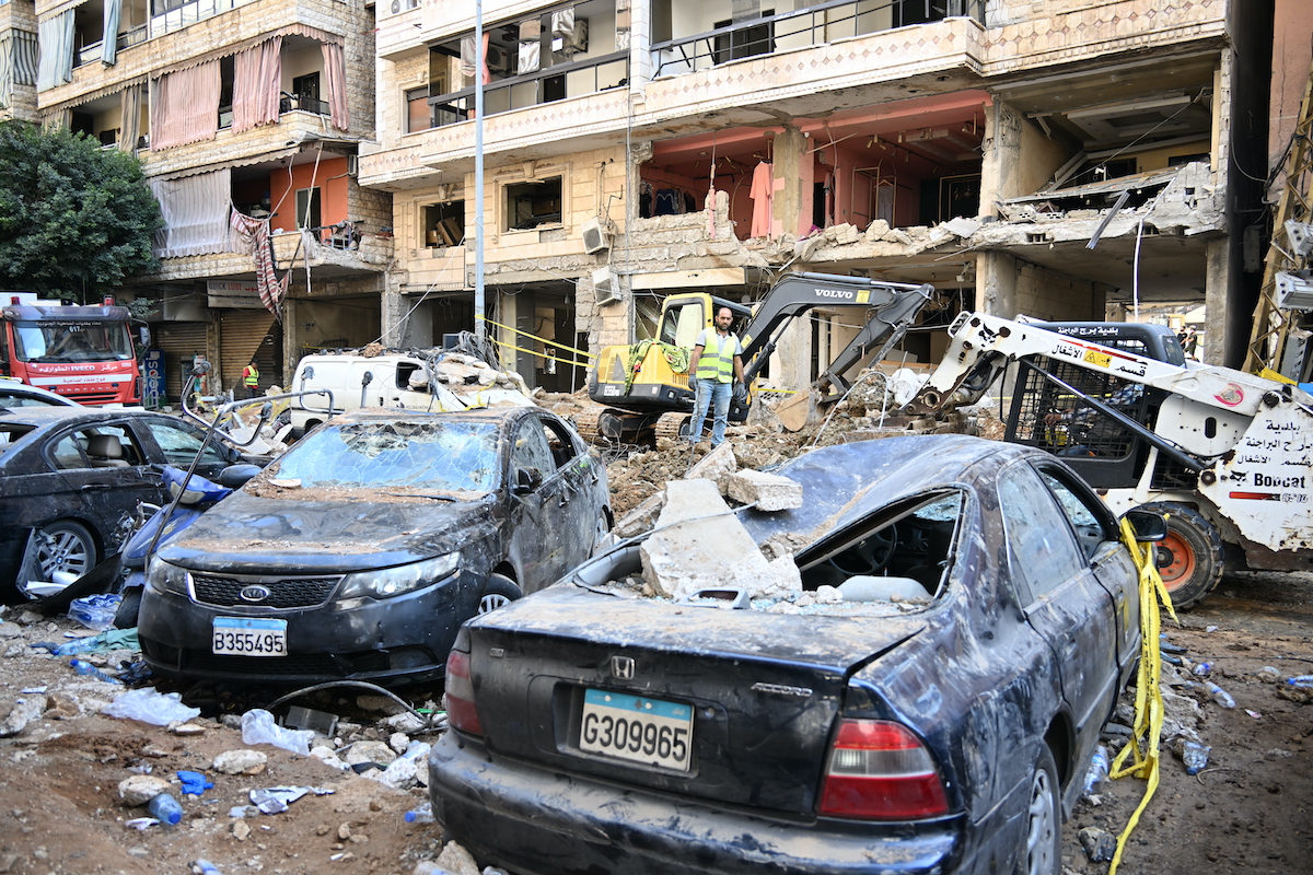 The aftermath of an air strike in Beirut on September 21, 2024. (Photo: Houssam Shbaro/Andalou via Getty Images)