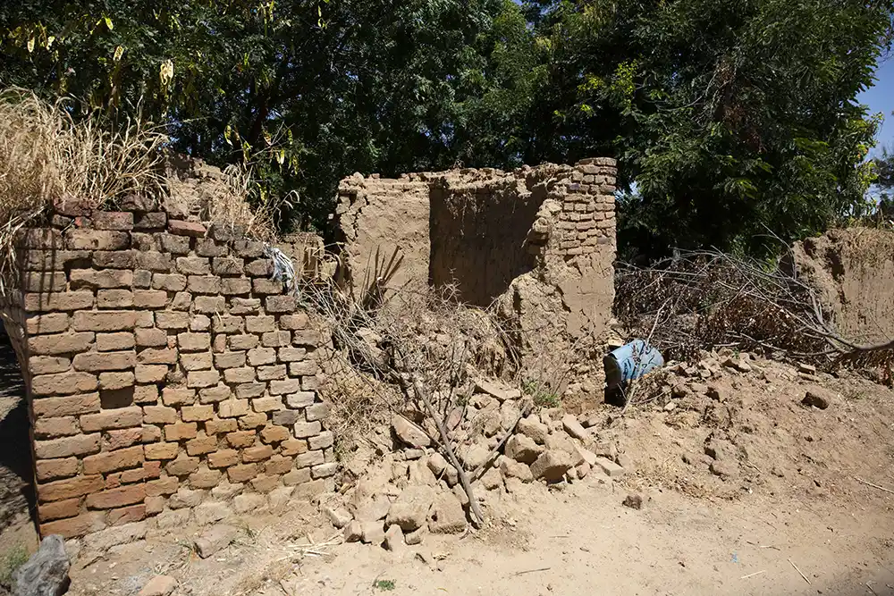 A destroyed house in West Darfur