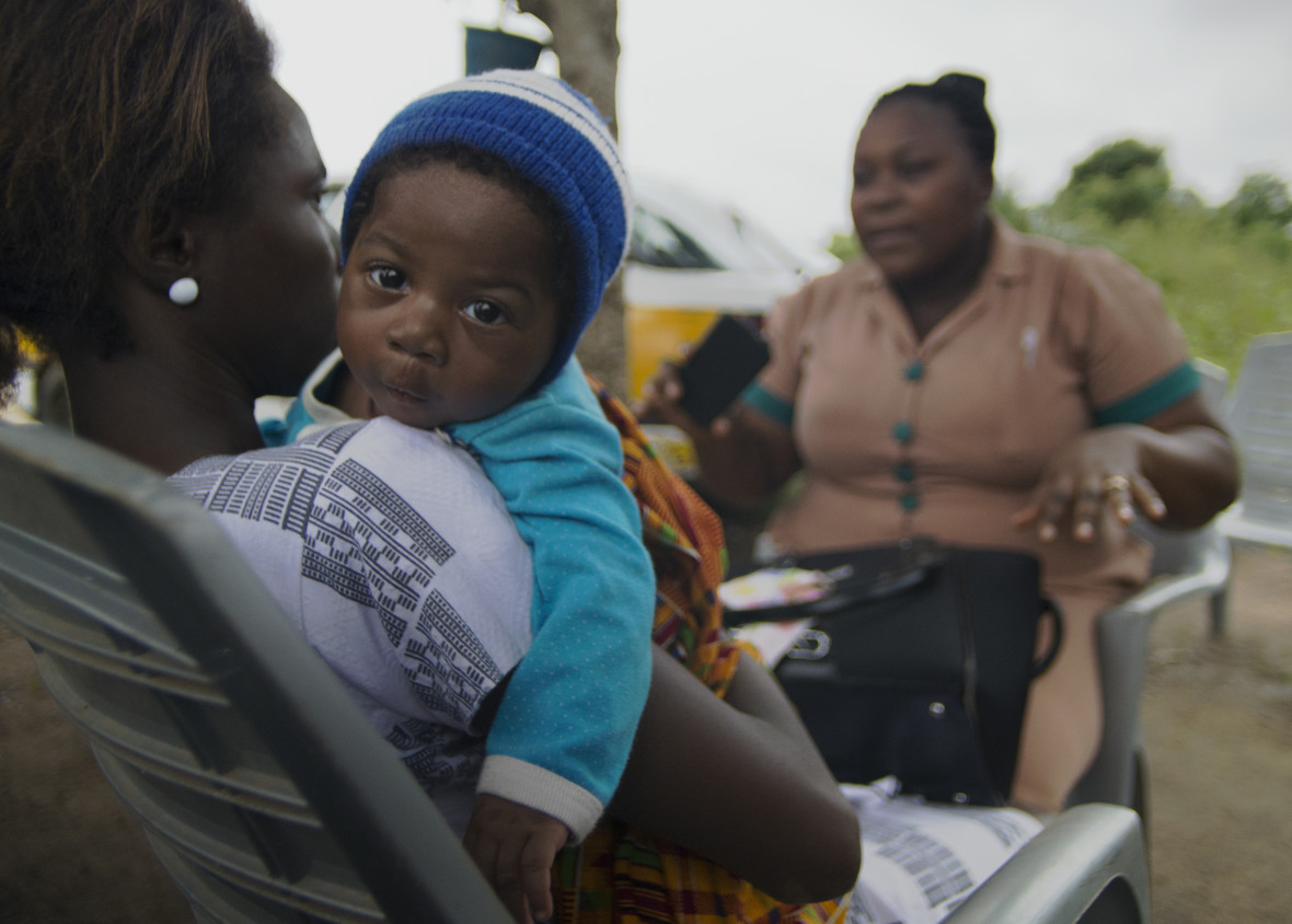 Woman holding baby