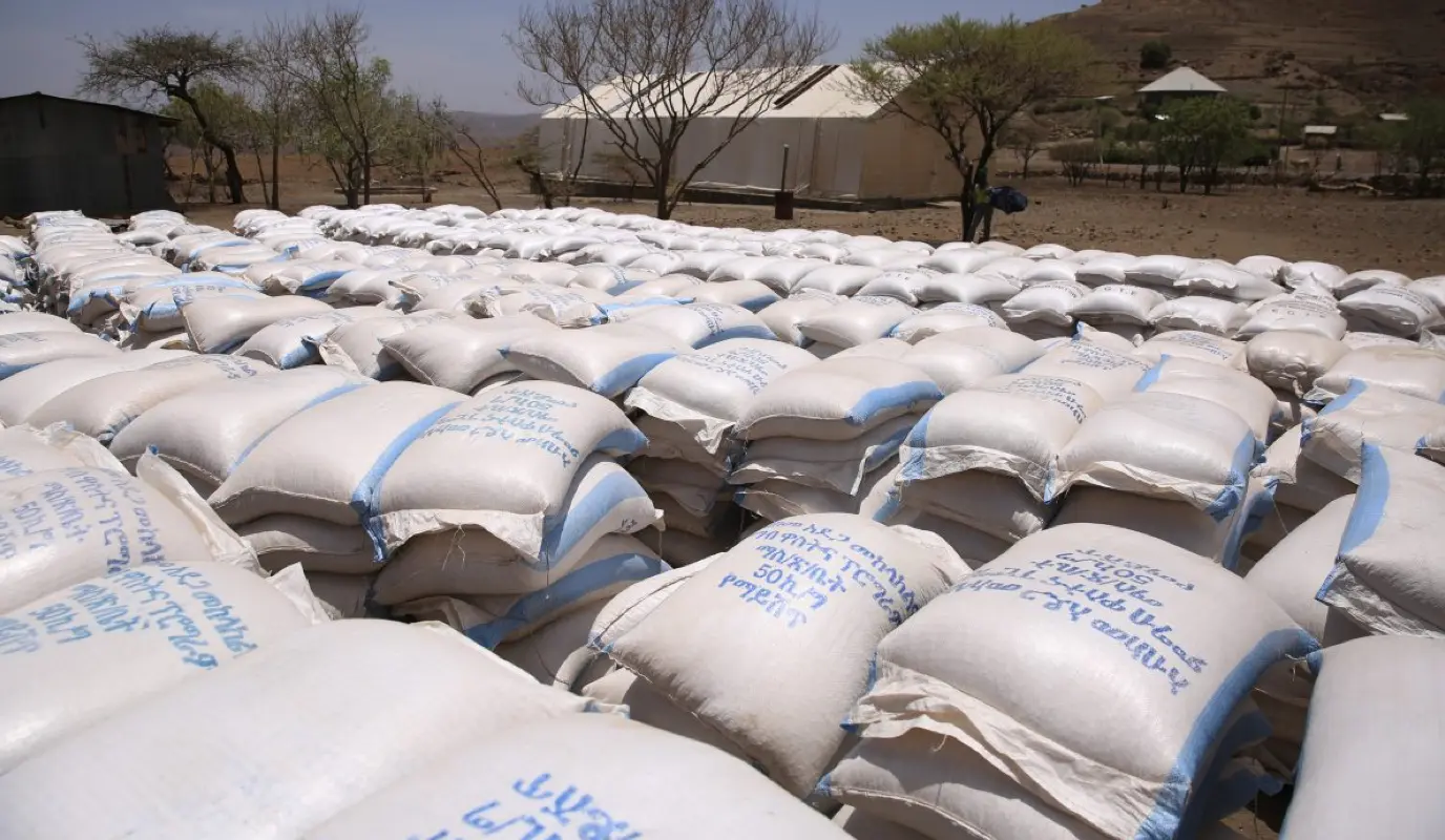 Food aid awaiting distribution