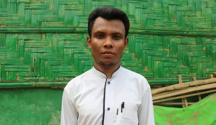 Amir* is a refugee and a volunteer at one of Concern's nutrition centers in Cox's Bazar, Bangladesh.