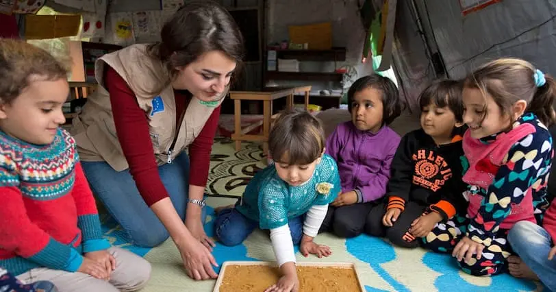 Refugee children at school in Lebanon.