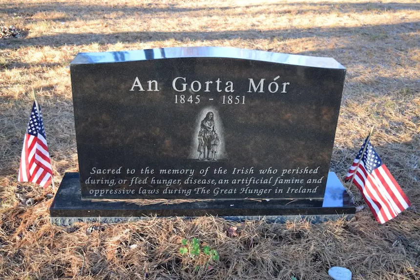 A memorial in Portland, Maine, remembering the victims of the Irish Famine.