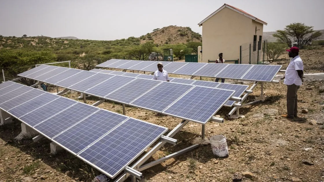 Mubarak Mohamed inspects the solar farm that powers the Borehole water system project in Dhidhid, Borama District Awdal in Somaliland